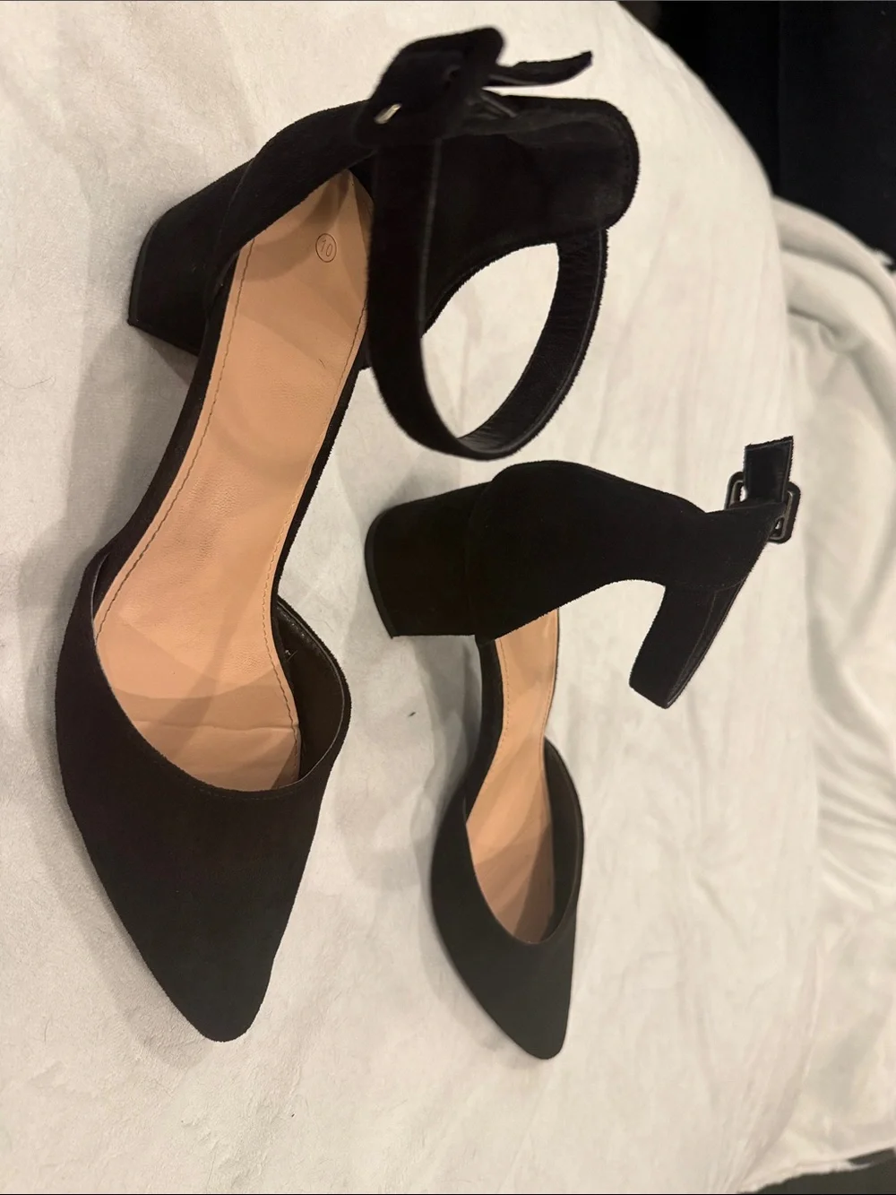 Black Ankle-Strap Pointed-Toe Women's Heels